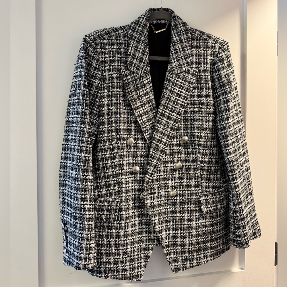 Elie Tahari Black and White Tweed Blazer